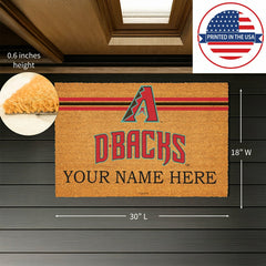 Arizona Diamondbacks Personalized Mat, Natural Coir with Color Logo, 3 - MLB