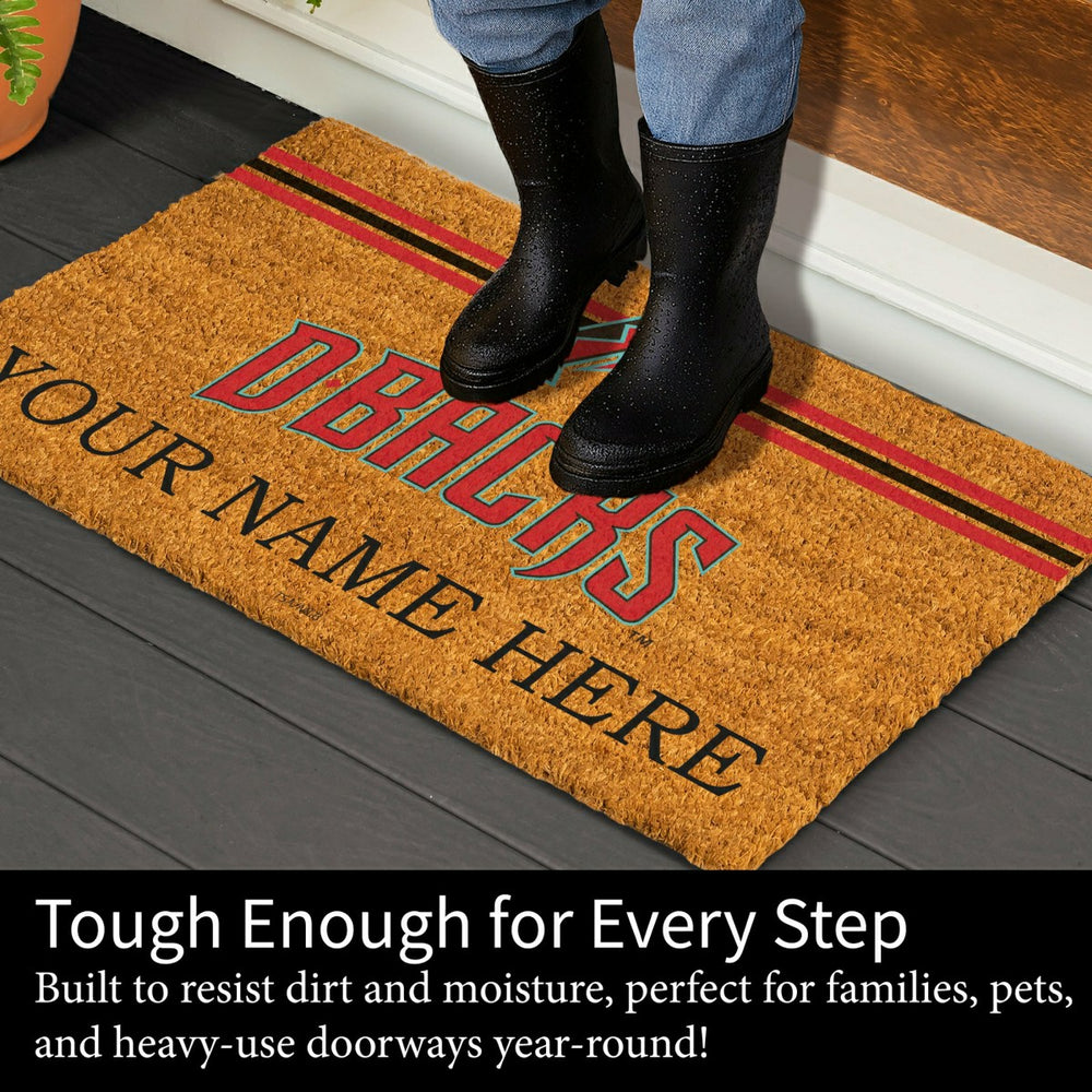 Arizona Diamondbacks Personalized Mat, Natural Coir with Color Logo, 3 - MLB