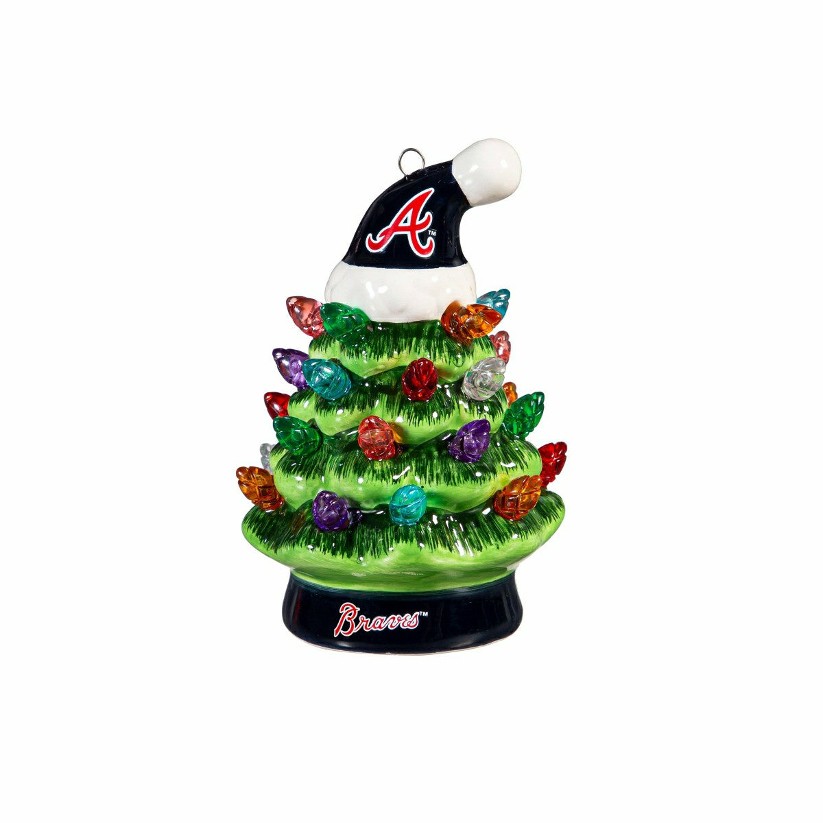 Atlanta Braves 4" Mini LED Tabletop Christmas Tree, Set of 2 - MLB Home