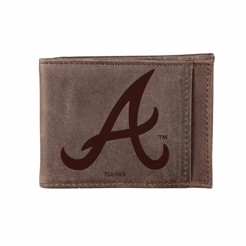 Atlanta Braves Front Pocket Wallet w/ RFID Blocking Brown - MLB Home