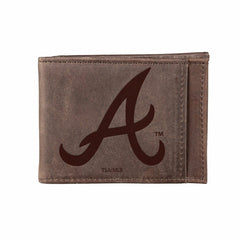 Atlanta Braves Front Pocket Wallet w/ RFID Blocking Brown - MLB Home