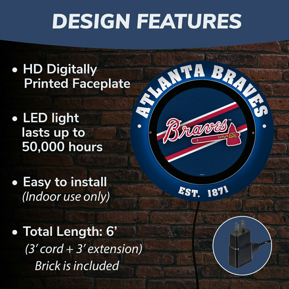 Atlanta Braves, Metal Lite, Round - MLB