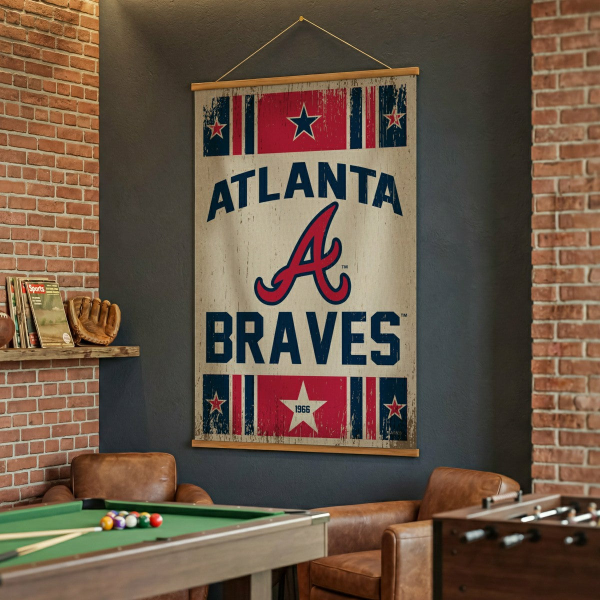 Atlanta Braves, Canvas Wall Tapestry, Large, 54x36 - MLB Home