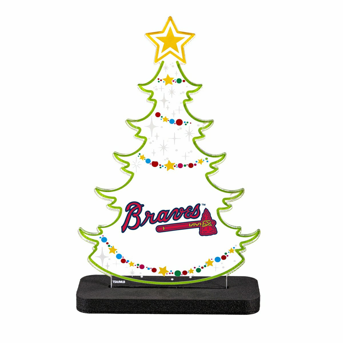 Atlanta Braves Baseball Holiday Tree Desklite LED Decor - MLB Home
