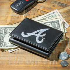 Atlanta Braves Black Tri-Fold Embroidered Wallet w/ RFID Blocking - MLB Home