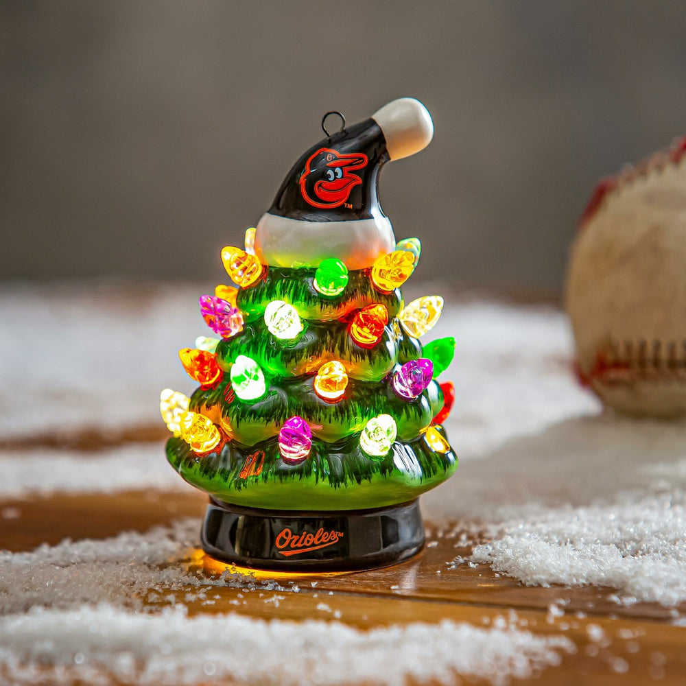 Baltimore Orioles 4" Mini LED Tabletop Christmas Tree, Set of 2 - MLB Home