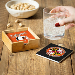 Baltimore Orioles Ceramic Coasters Set, 4pcs with Wood Caddy - MLB Home