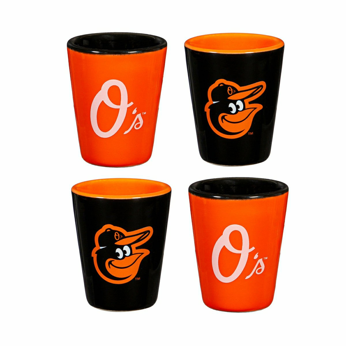 Baltimore Orioles 4-Piece Ceramic 2oz. Shot Glass Set - MLB Home