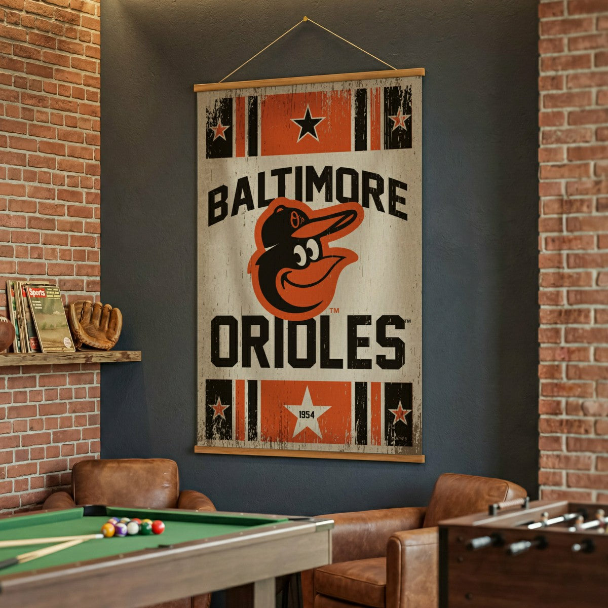 Baltimore Orioles, Canvas Wall Tapestry, Large, 54x36 - MLB Home