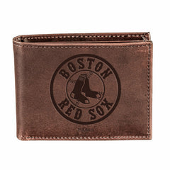Boston Red Sox Bi-Fold Wallet Brown 100% Genuine Leather - MLB Home