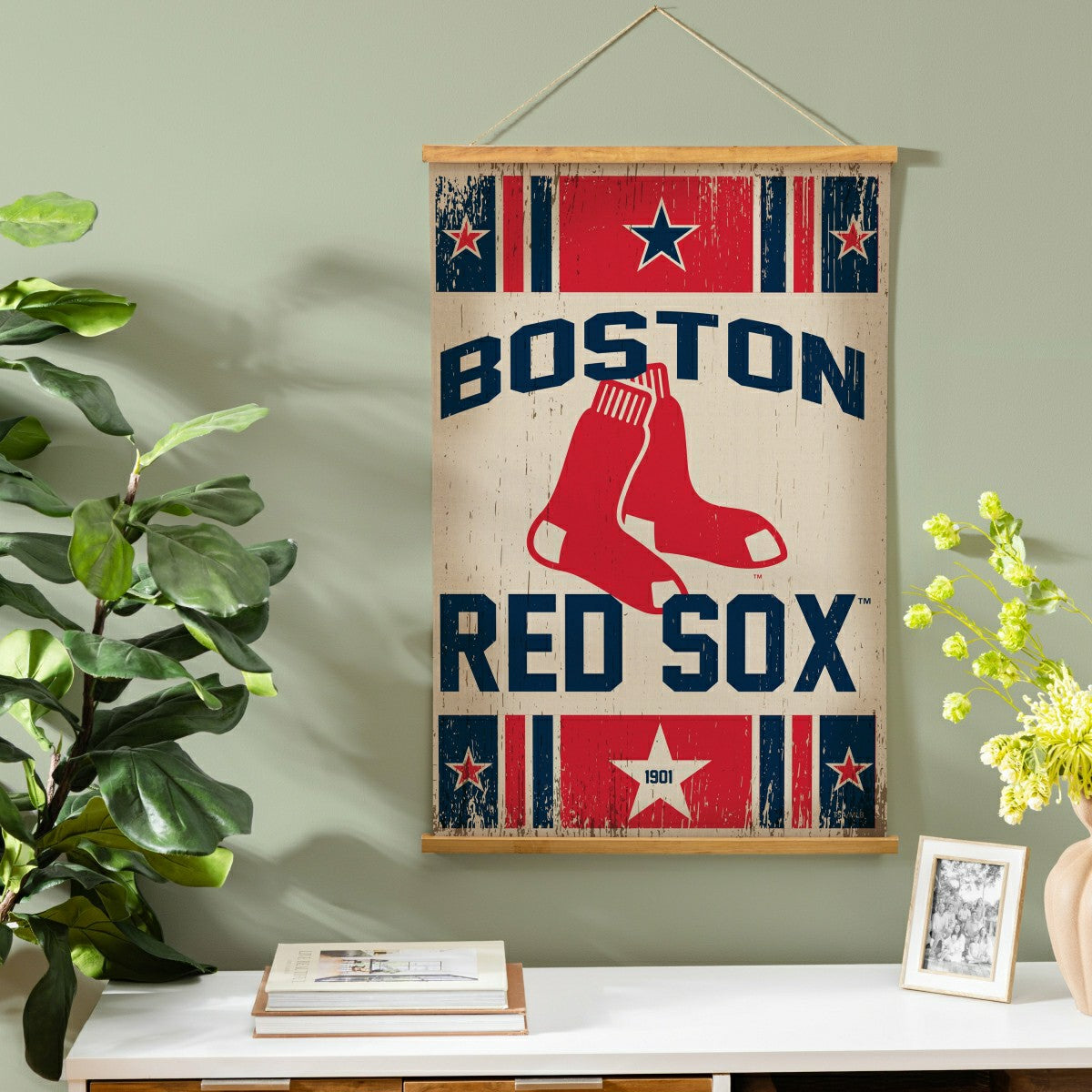 Boston Red Sox, Canvas Wall Tapestry, Medium, 36x24 - MLB Home
