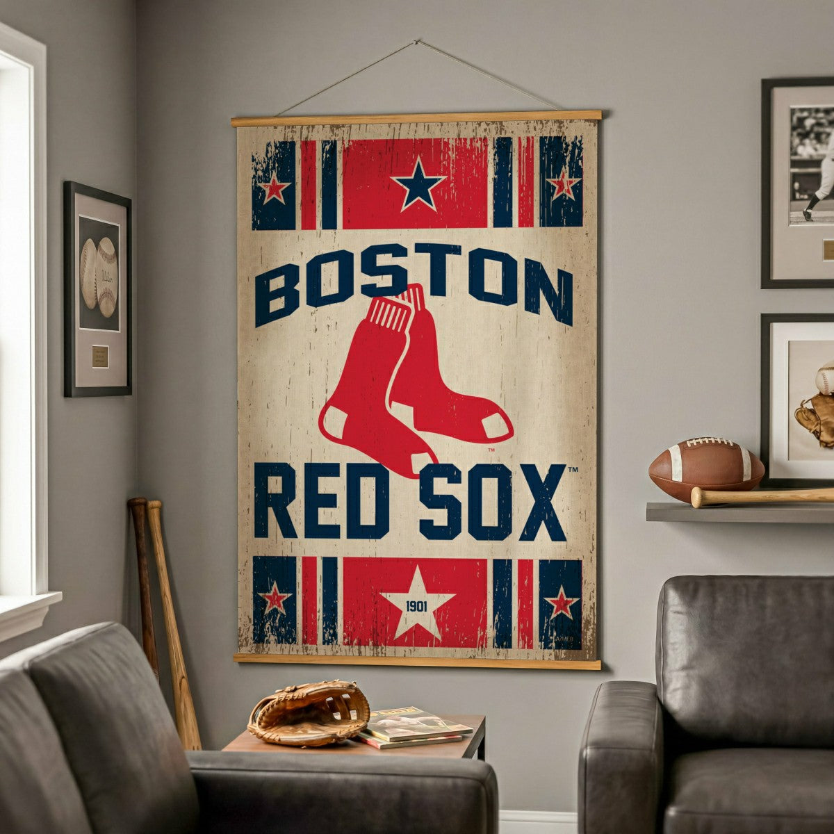 Boston Red Sox, Canvas Wall Tapestry, Large, 54x36 - MLB Home