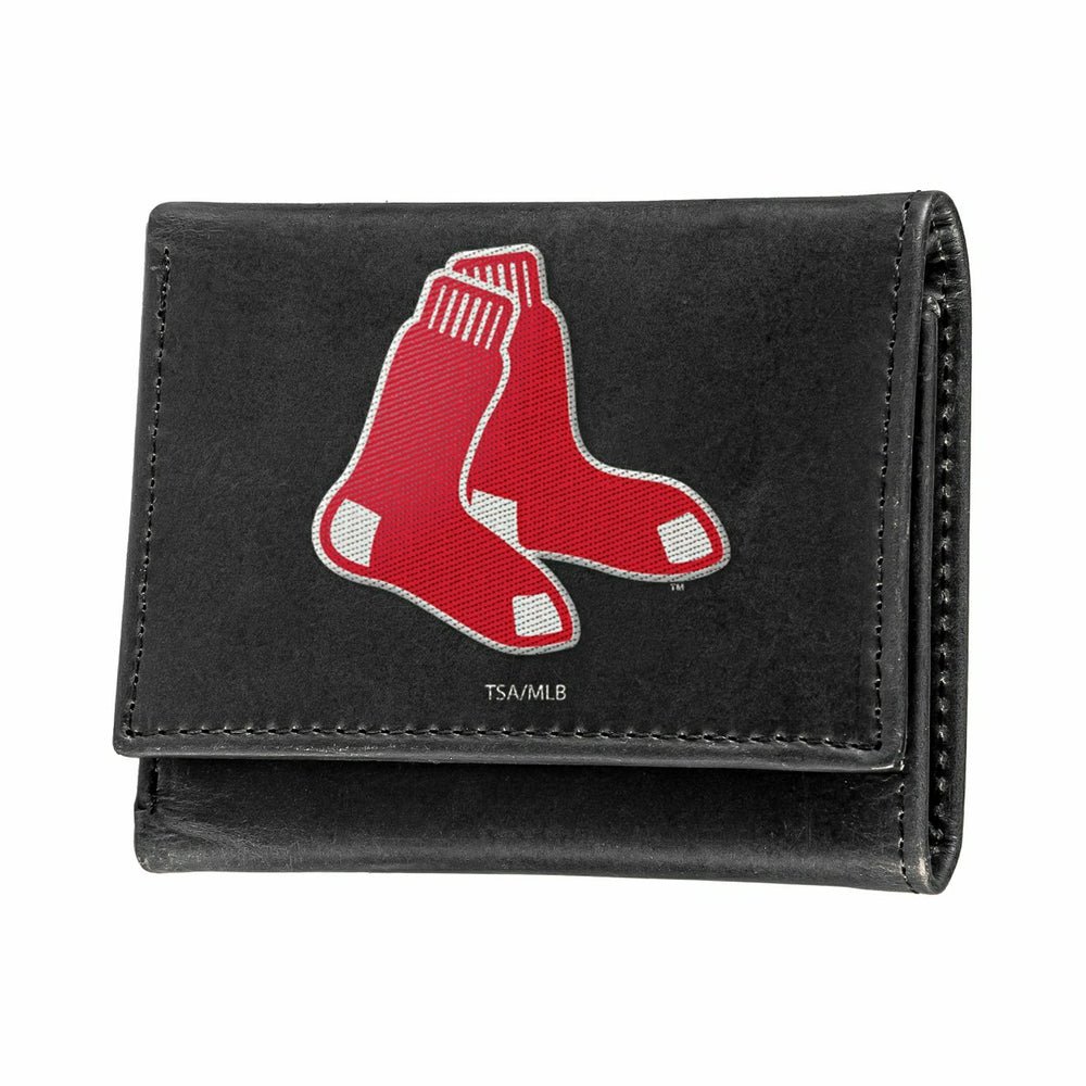 Boston Red Sox Black Tri-Fold Embroidered Wallet w/ RFID Blocking - MLB Home