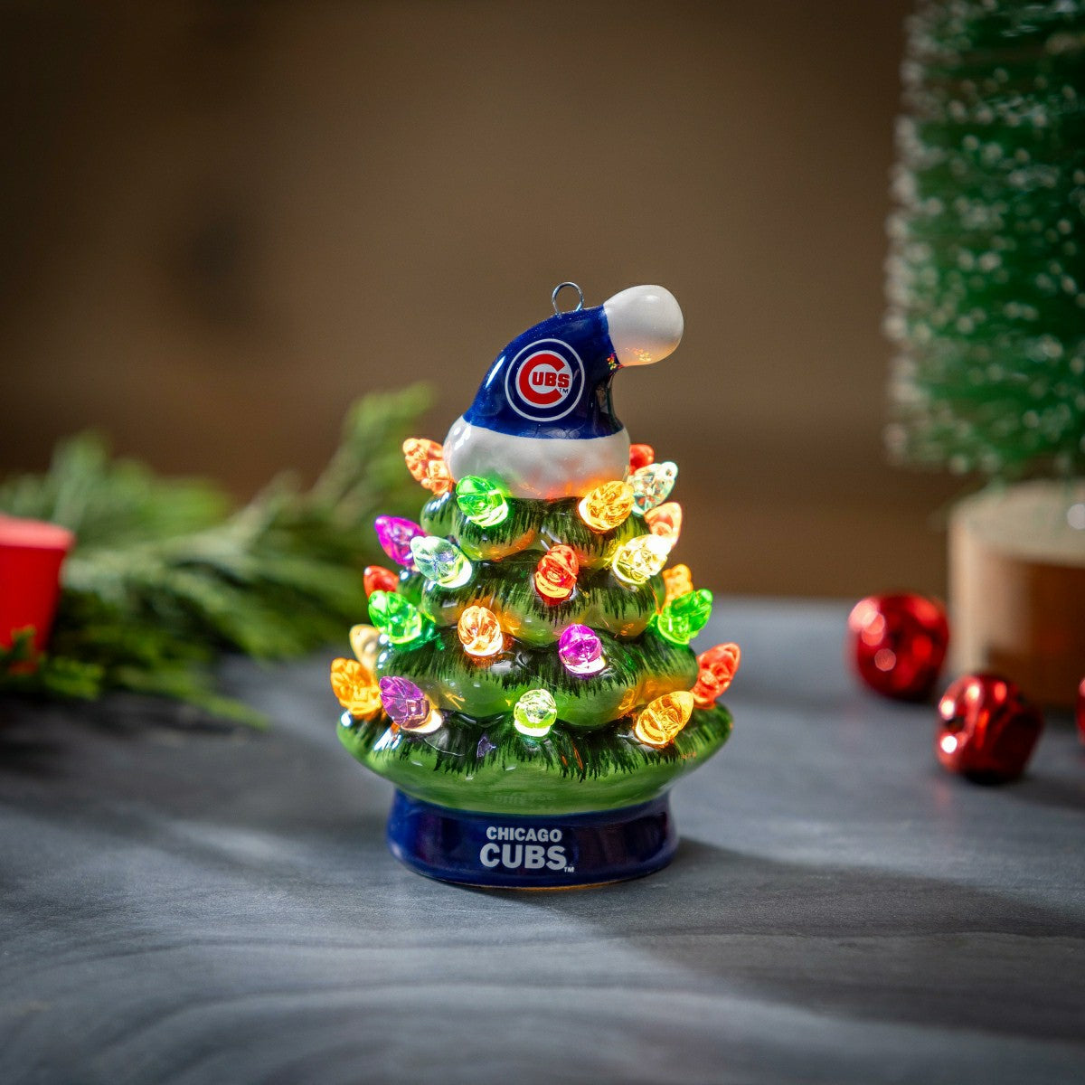 Chicago Cubs 4" Mini LED Tabletop Christmas Tree, Set of 2 - MLB Home