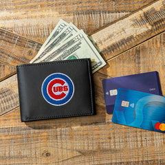 Chicago Cubs Black Bi-Fold Embroidered Wallet w/ RFID Blocking - MLB Home