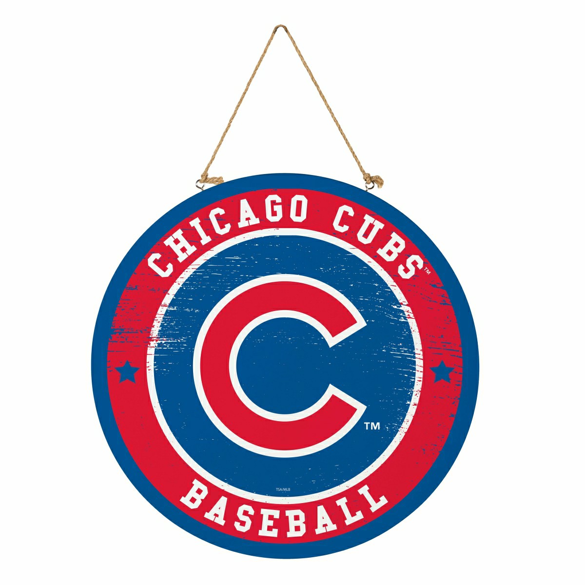 Chicago Cubs Round Door Décor with Hanging Rope, 18x18 - MLB Home