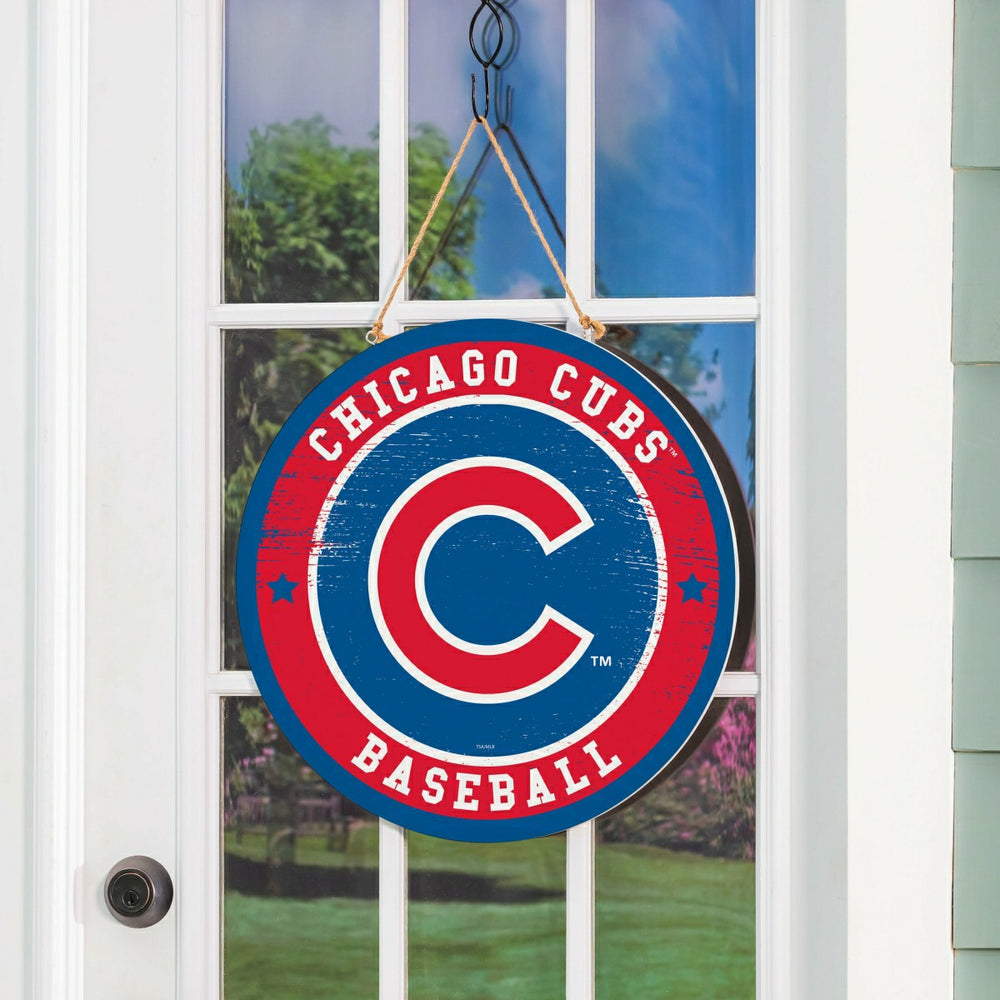 Chicago Cubs Round Door Décor with Hanging Rope, 18x18 - MLB Home