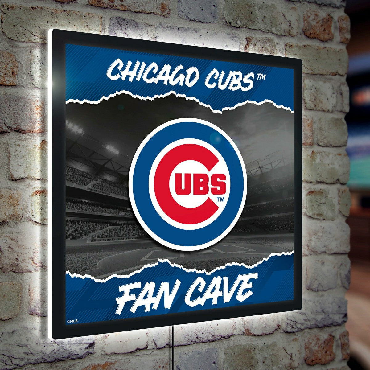 Chicago Cubs 23"H x 23"L LED Wall Decor, Edgelite, Square - MLB Home