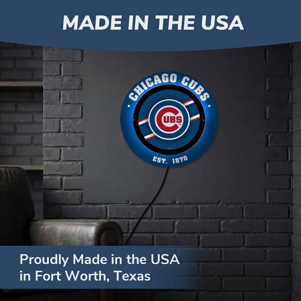 Chicago Cubs, Metal Lite, Round - MLB