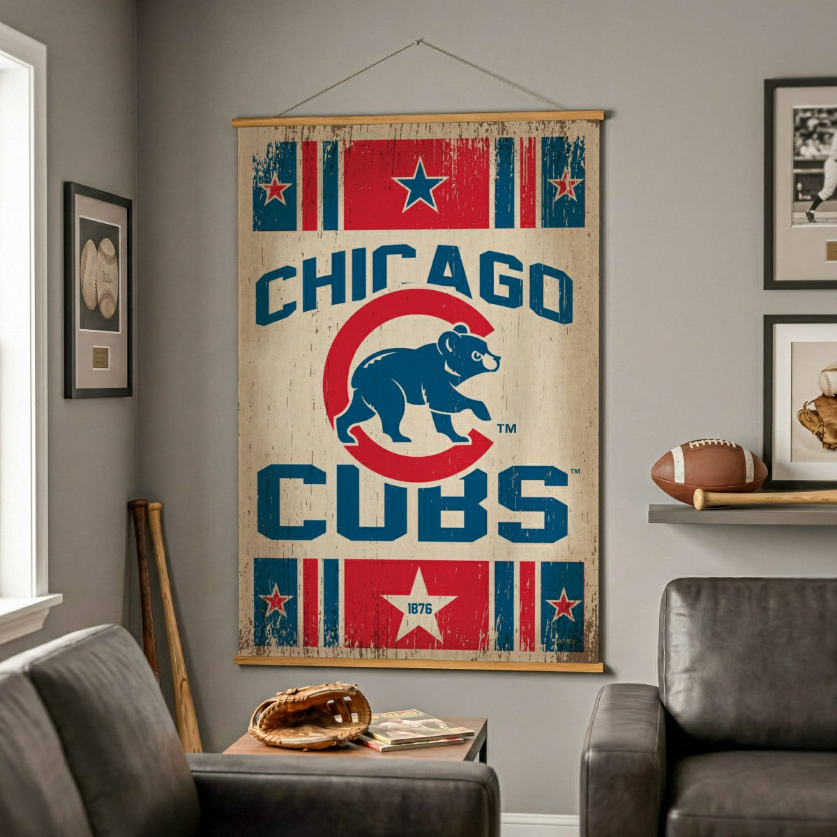 Chicago Cubs, Canvas Wall Tapestry, Large, 54x36 - MLB Home