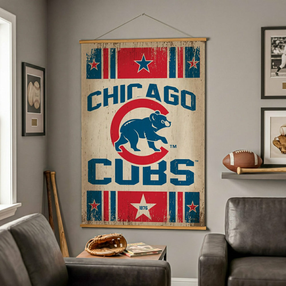 Chicago Cubs, Canvas Wall Tapestry, Large, 54x36 - MLB Home