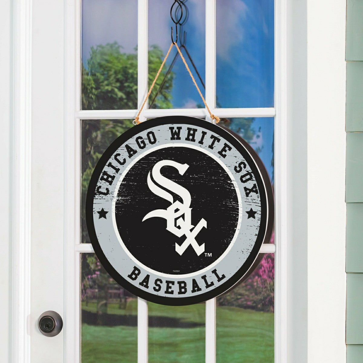 Chicago White Sox Round Door Décor with Hanging Rope, 18x18 - MLB Home