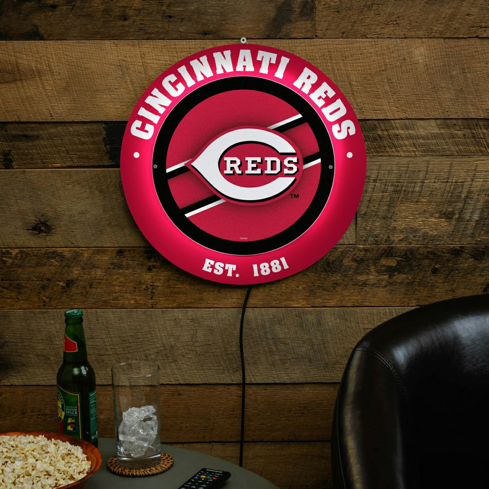 Cincinnati Reds, Metal Lite, Round - MLB