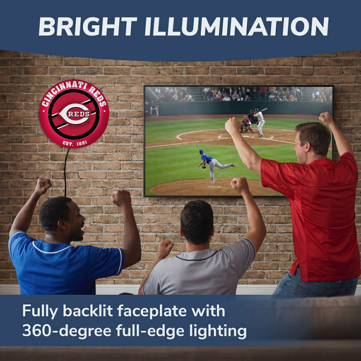 Cincinnati Reds, Metal Lite, Round - MLB
