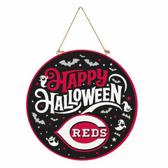 Cincinnati Reds Halloween Round Door Décor with Hanging Rope, 18x18 - MLB Home