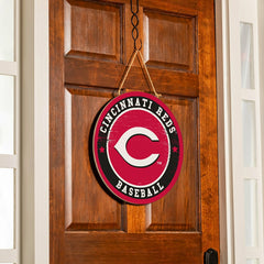Cincinnati Reds Round Door Décor with Hanging Rope, 18x18 - MLB Home