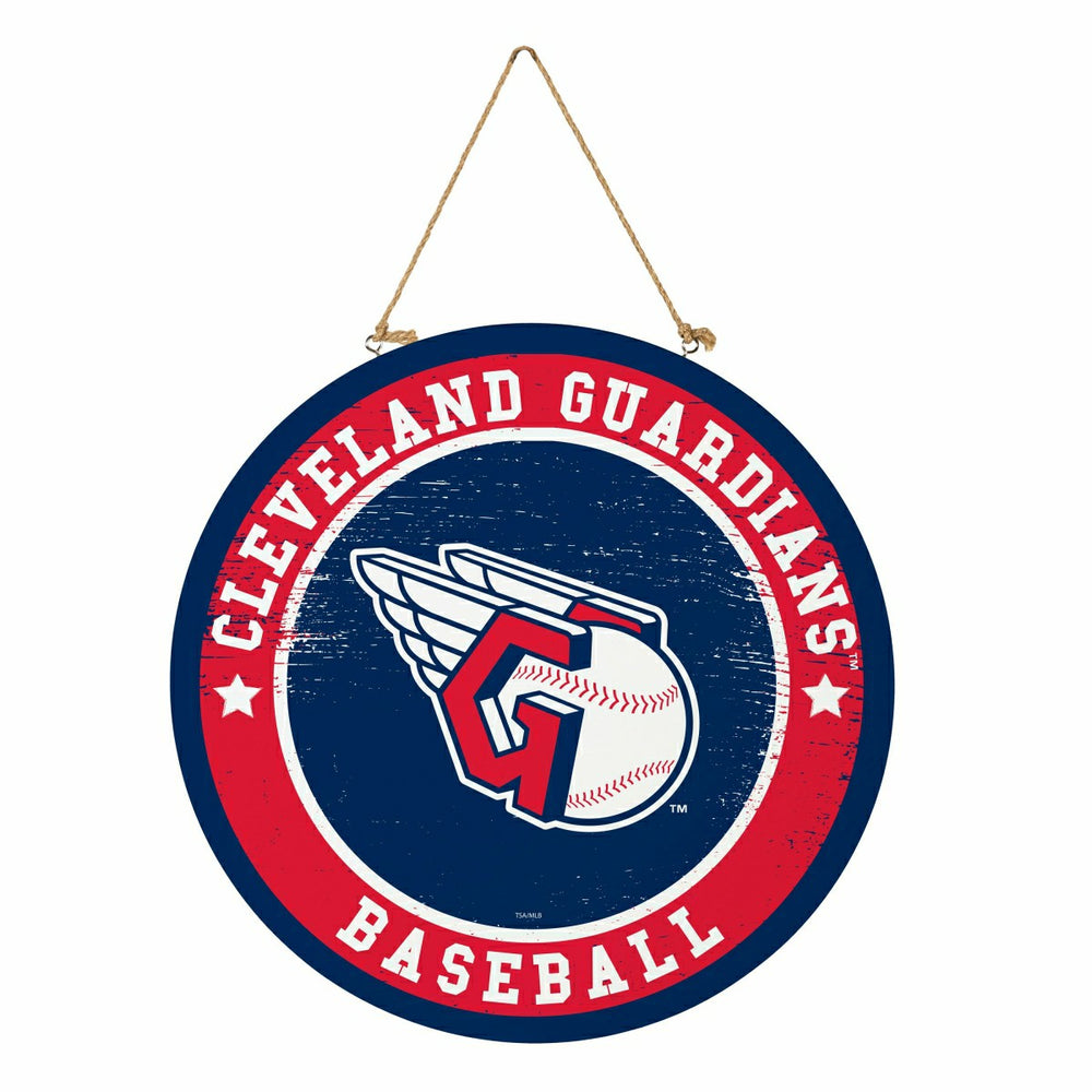Cleveland Guardians Round Door Décor with Hanging Rope, 18x18 - MLB Home