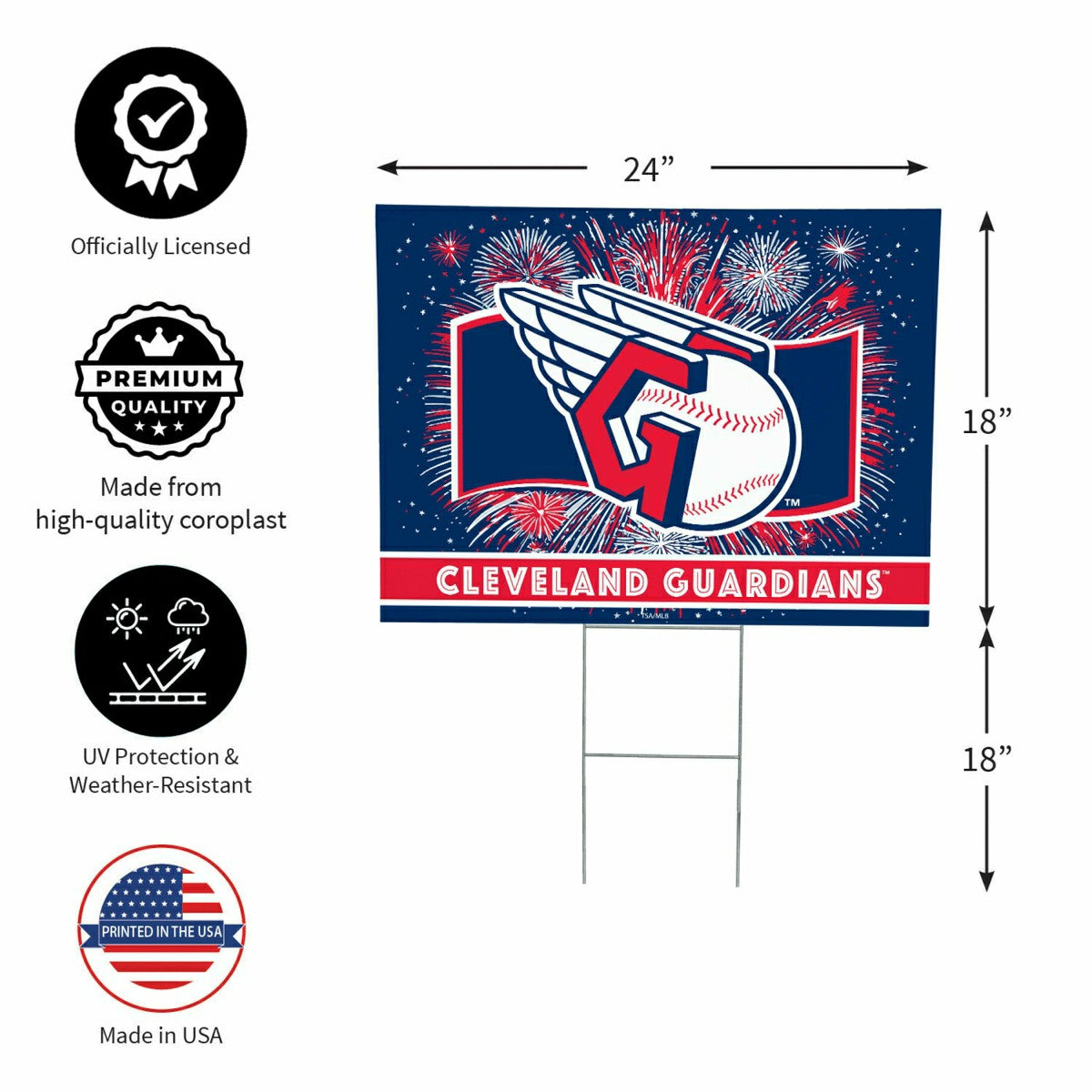 Cleveland Guardians Yard Sign, Patriotic - MLB Home