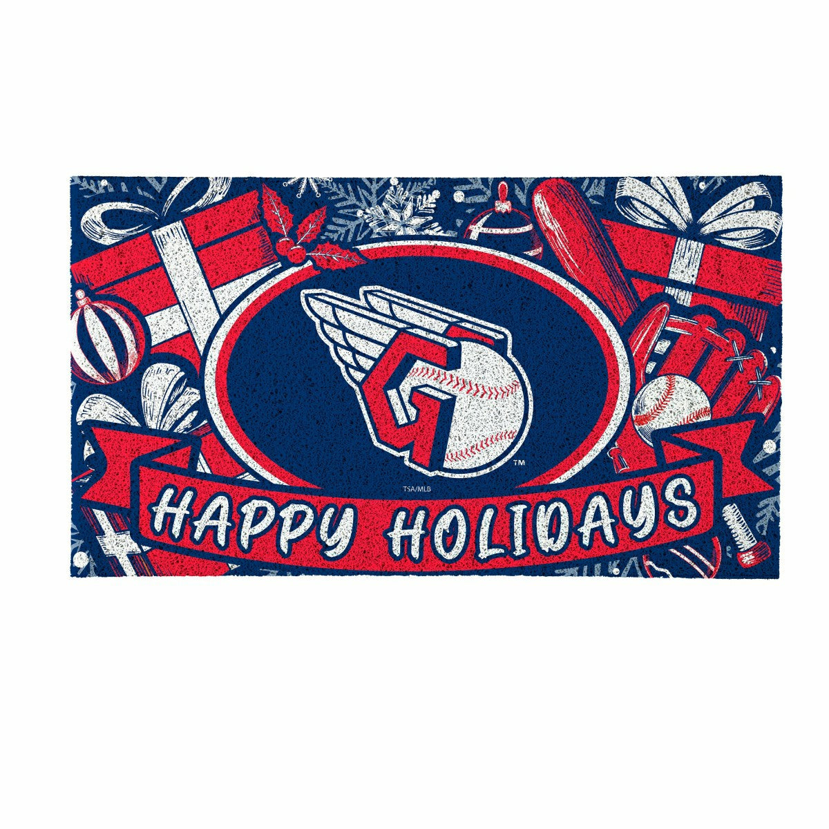 Cleveland Guardians Holiday PVC Mat, 28"x16" - MLB