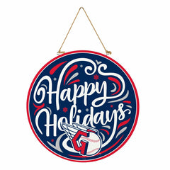 Cleveland Guardians Holiday Round Door Décor with Hanging Rope, 18x18 - MLB Home