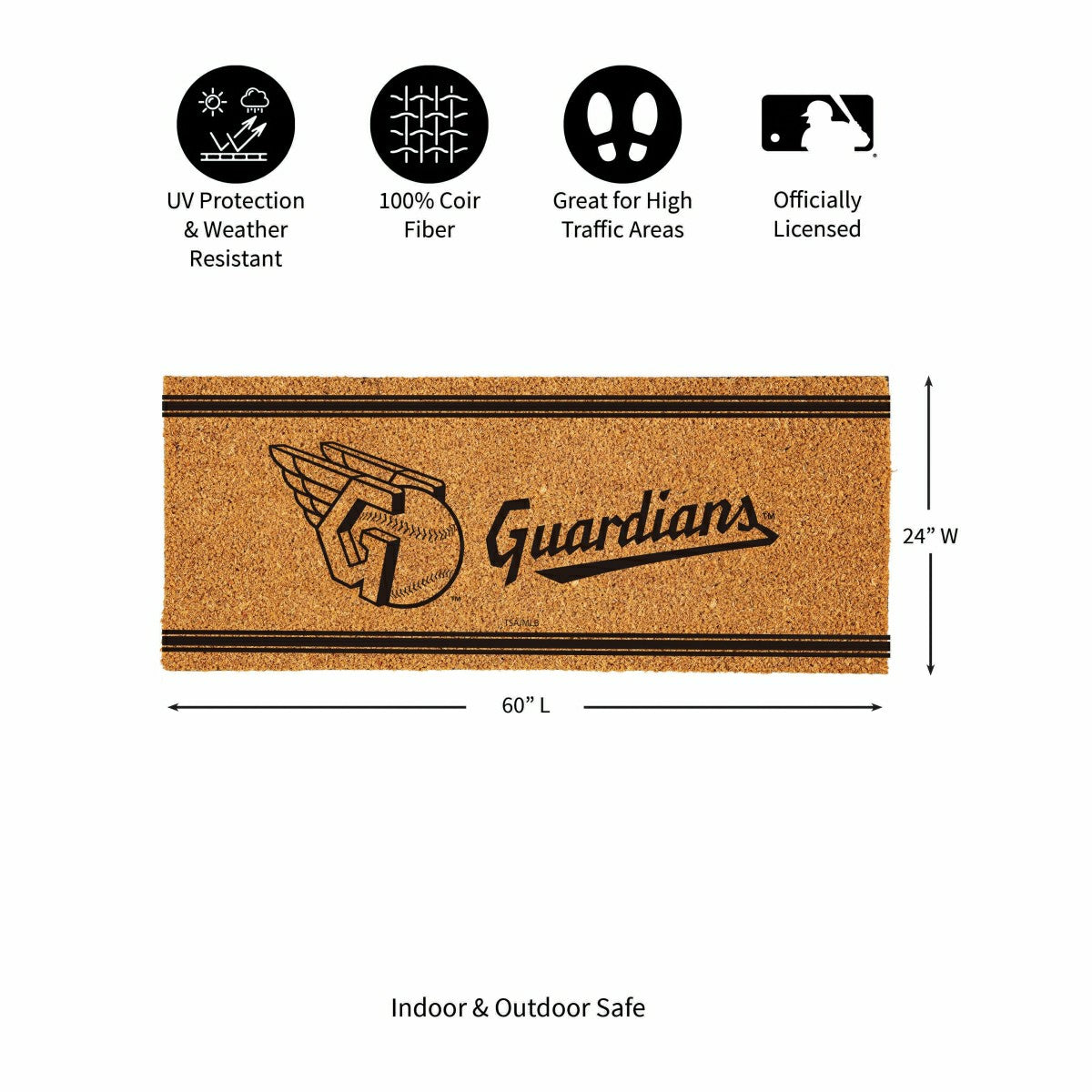 Cleveland Guardians Extra Large One Color Coir Mat, 60"x24" - MLB