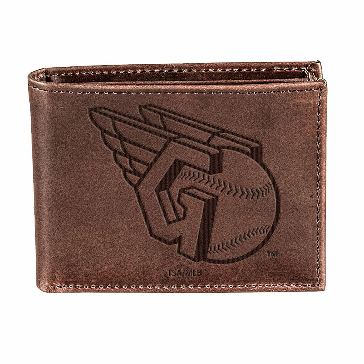 Cleveland Guardians Bi-Fold Wallet Brown 100% Genuine Leather - MLB Home