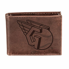 Cleveland Guardians Bi-Fold Wallet Brown 100% Genuine Leather - MLB Home