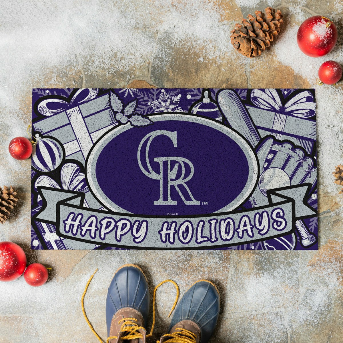 Colorado Rockies Holiday PVC Mat, 28"x16" - MLB