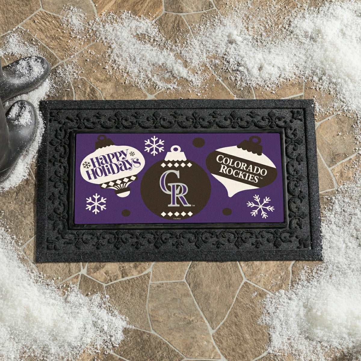 Colorado Rockies Holiday Flocked Coir Sassafras Switch Mat, 22"x10" - MLB