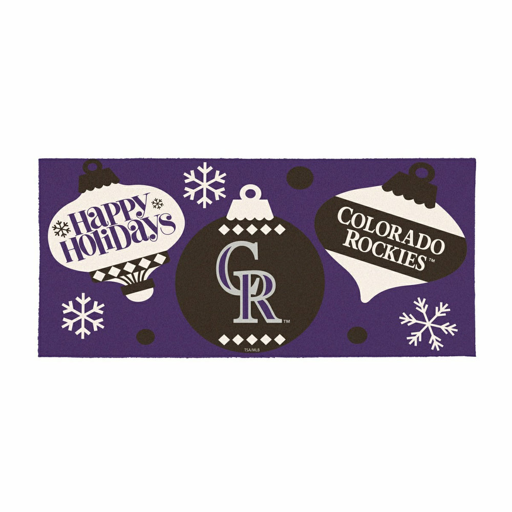 Colorado Rockies Holiday Flocked Coir Sassafras Switch Mat, 22"x10" - MLB