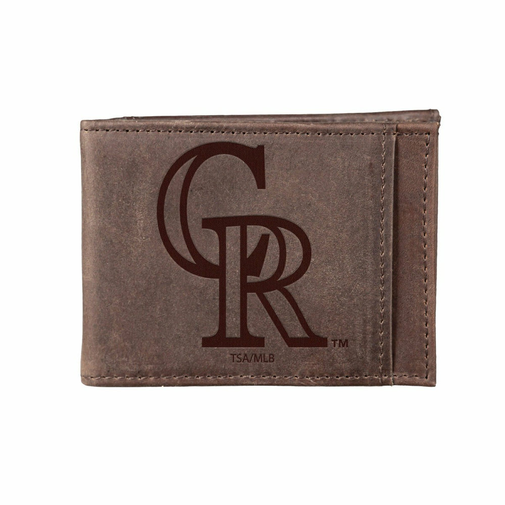 Colorado Rockies Front Pocket Wallet w/ RFID Blocking Brown - MLB Home