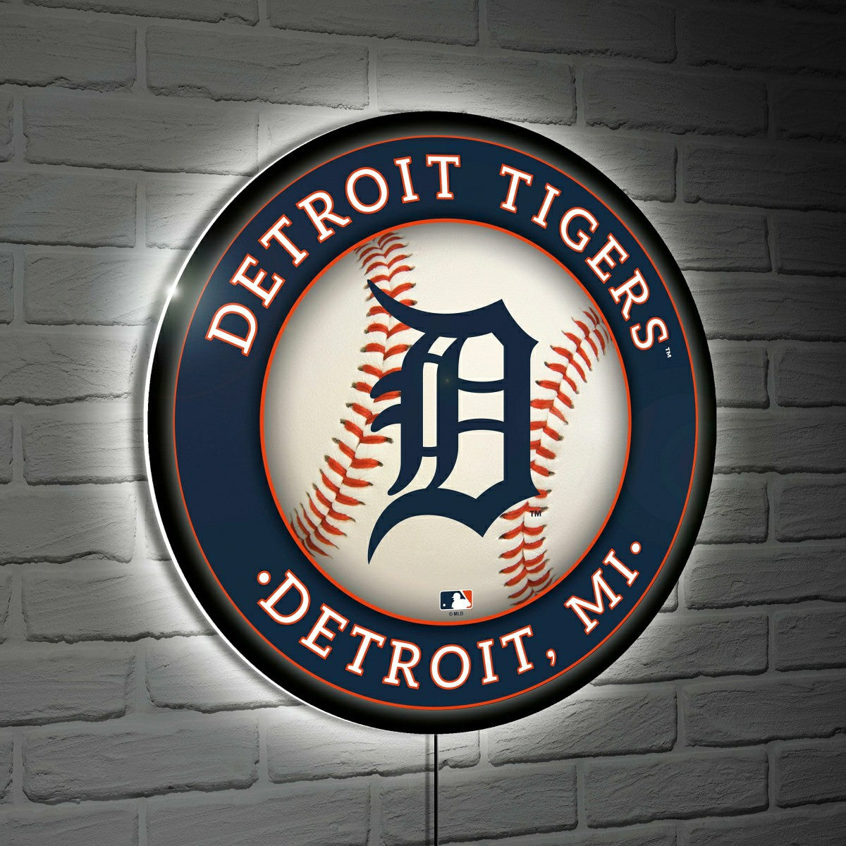 Detroit Tigers Baseball Large Round Edgelite LED Decor - MLB Home