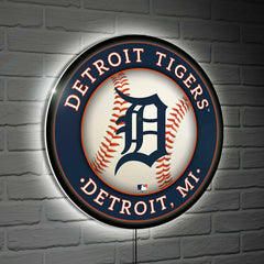 Detroit Tigers Baseball Large Round Edgelite LED Decor - MLB Home