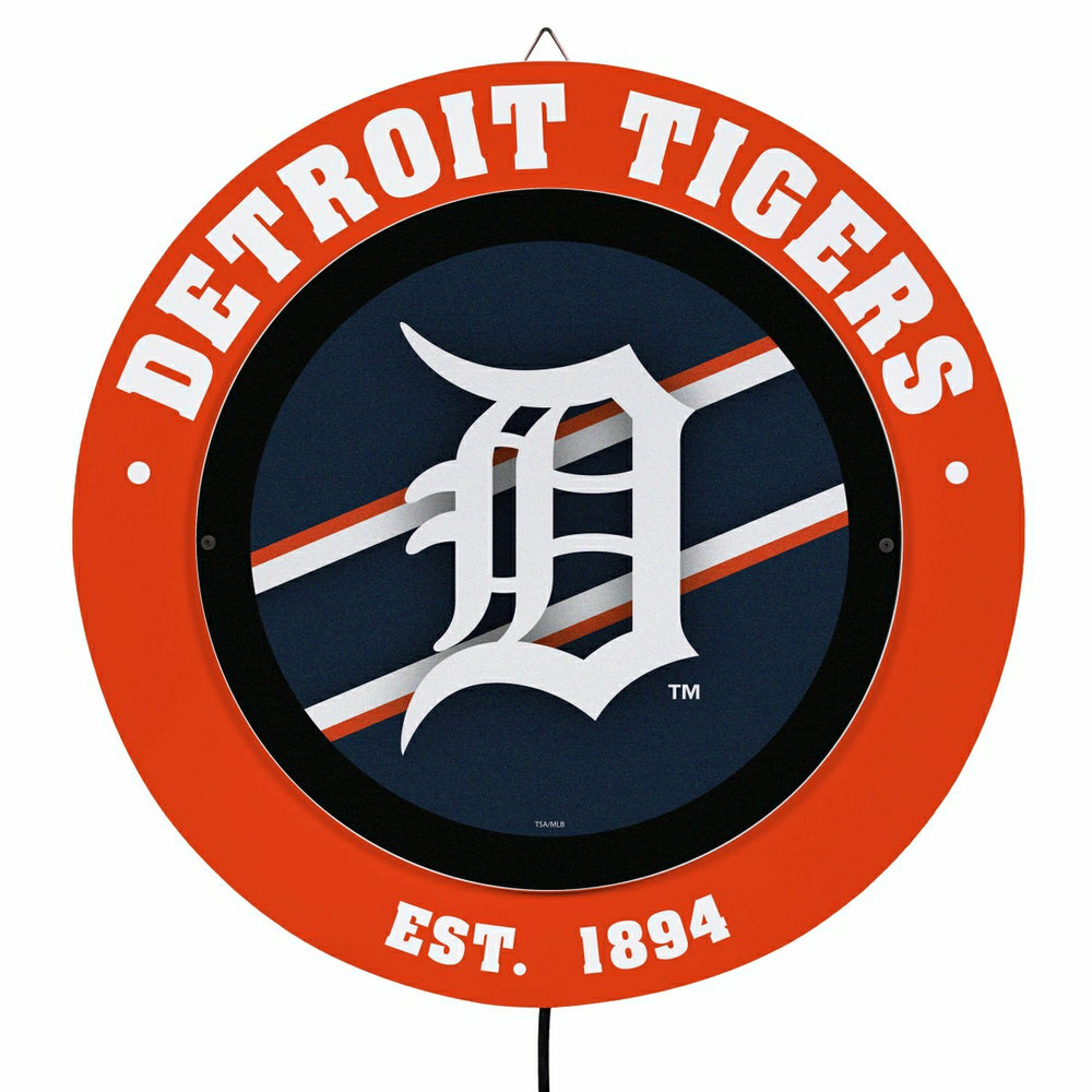 Detroit Tigers, Metal Lite, Round - MLB