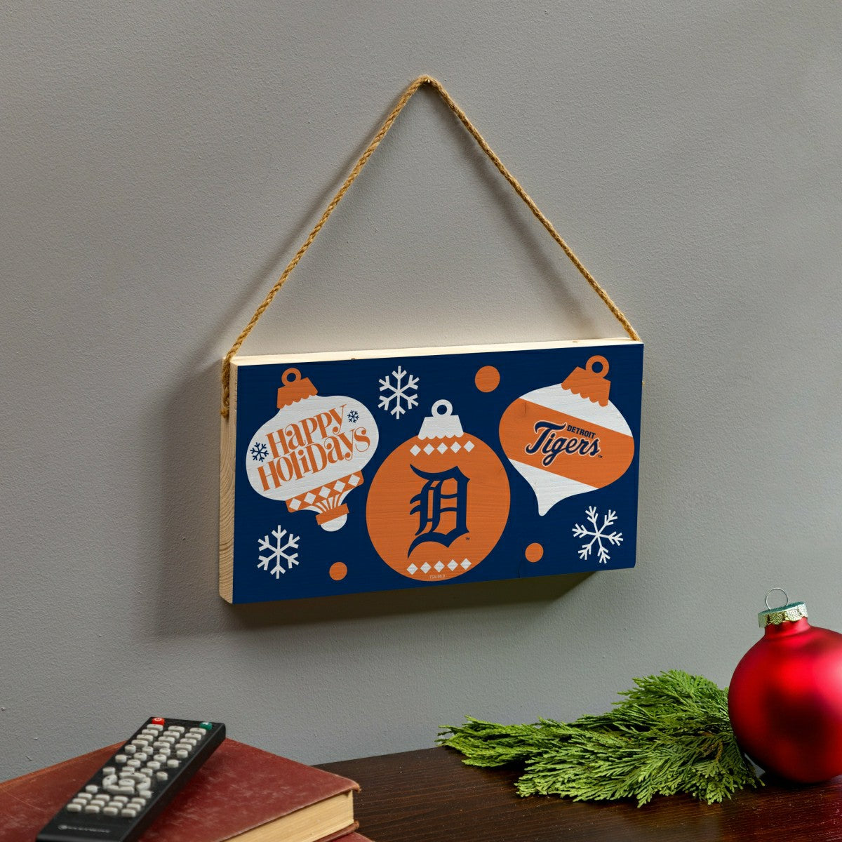 Detroit Tigers Holiday Wood Wall Sign, 6x11 - MLB Home