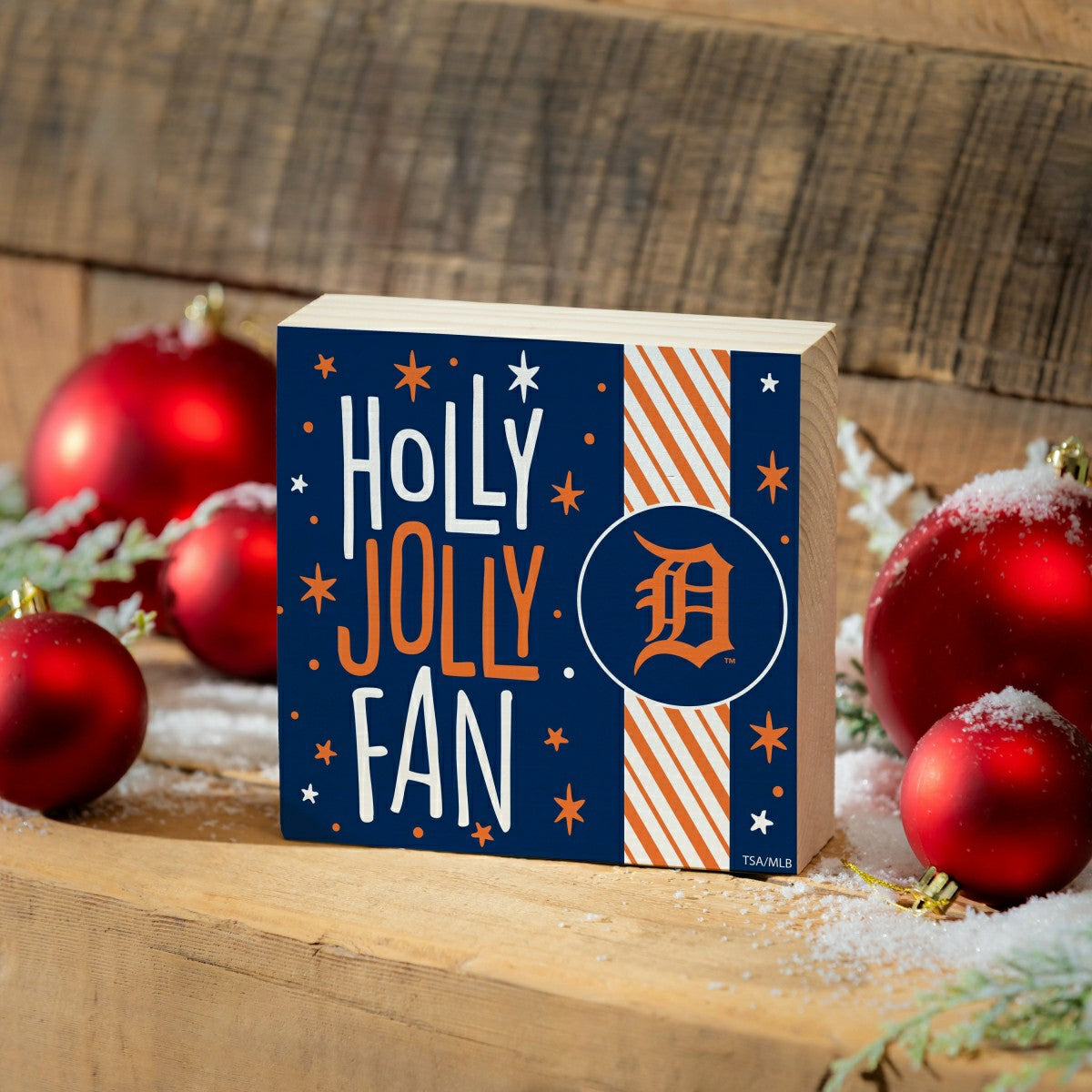 Detroit Tigers Block, Holiday, 6x6 - MLB Home