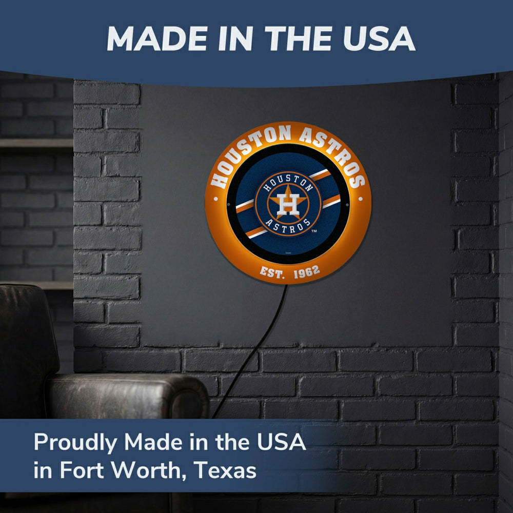 Houston Astros, Metal Lite, Round - MLB