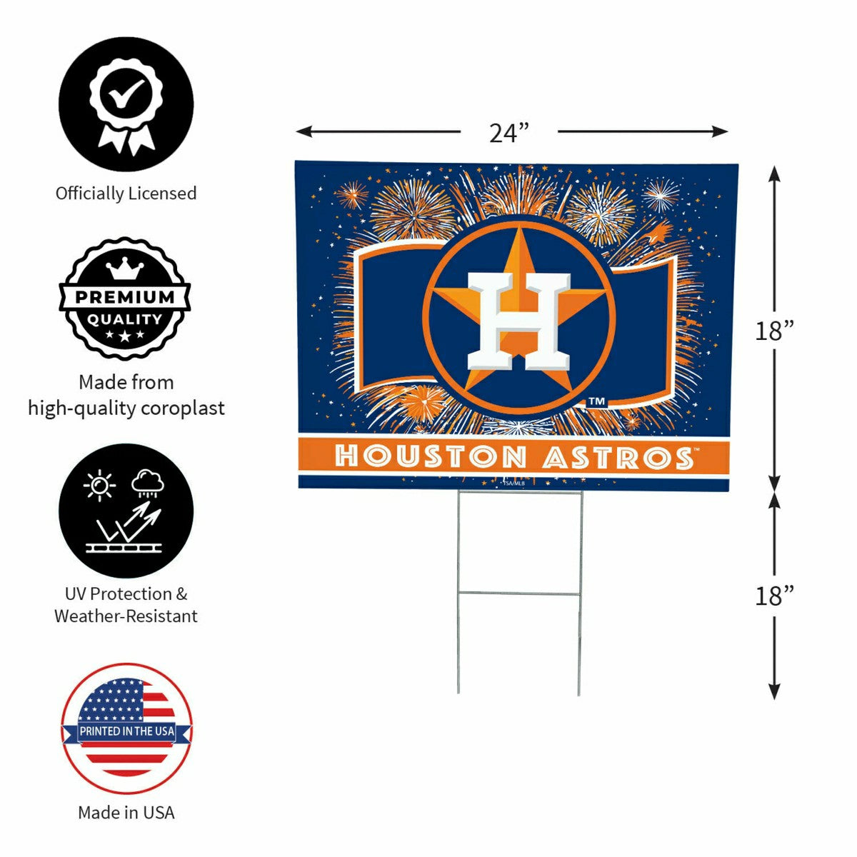 Houston Astros Yard Sign, Patriotic - MLB Home