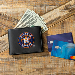 Houston Astros Black Bi-Fold Embroidered Wallet w/ RFID Blocking - MLB Home