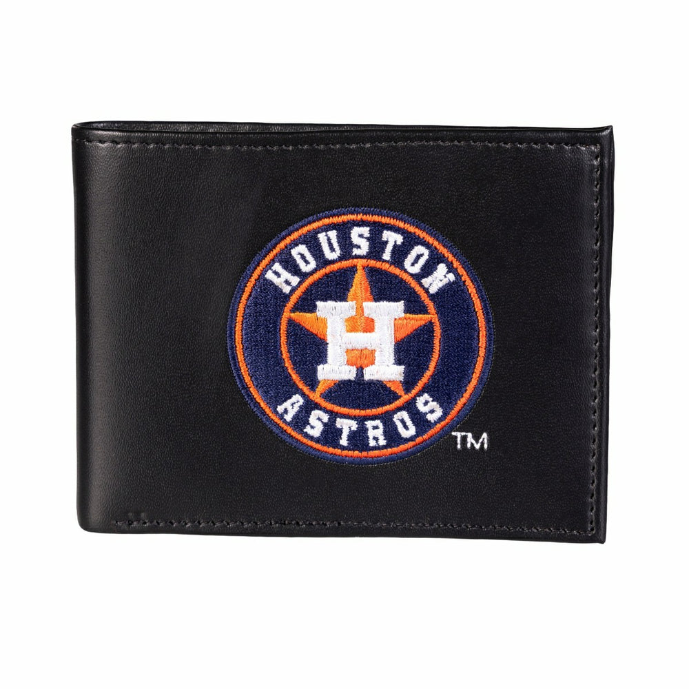 Houston Astros Black Bi-Fold Embroidered Wallet w/ RFID Blocking - MLB Home